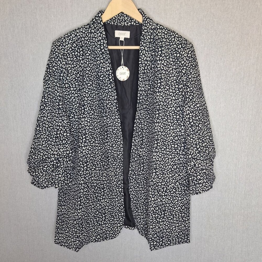 NWT Oddi Animal Print Padded 3/4 Sleeve Blazer Size 3X Preppy Office Work Chic C